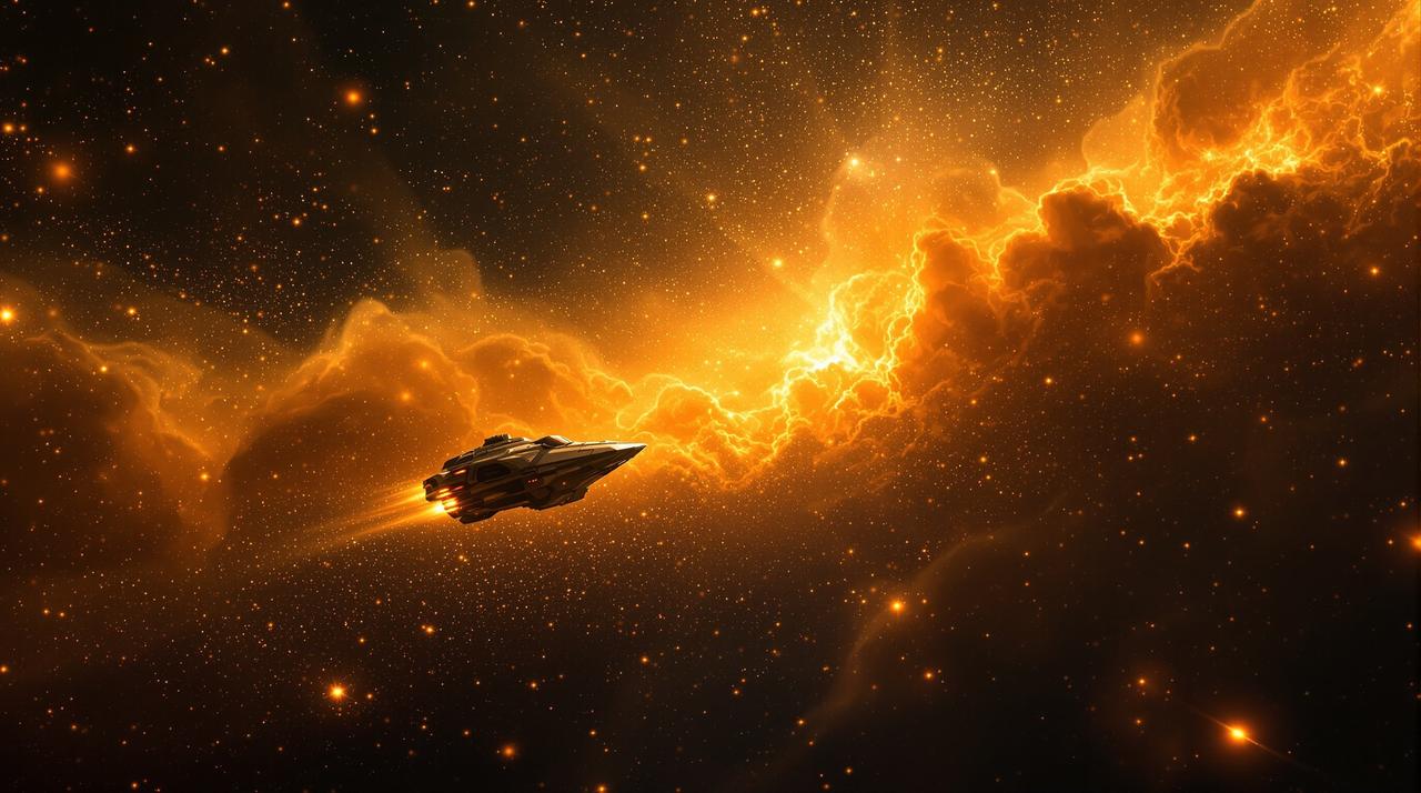 星际救援科幻电影海报风格图片,太空员在星云中执行任务